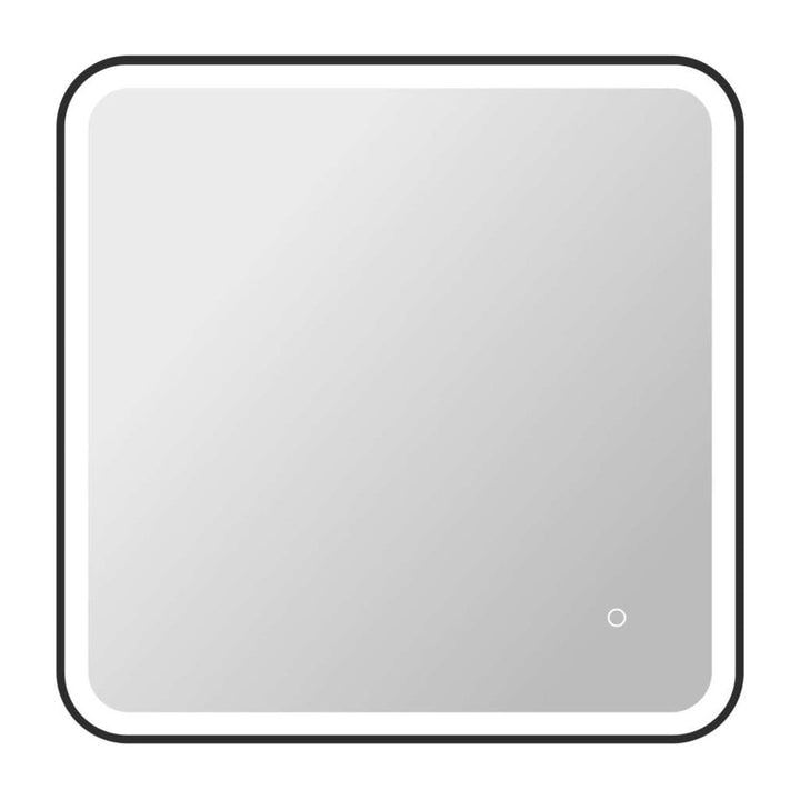 Framed LED Round Mirror II in Black by Elegant