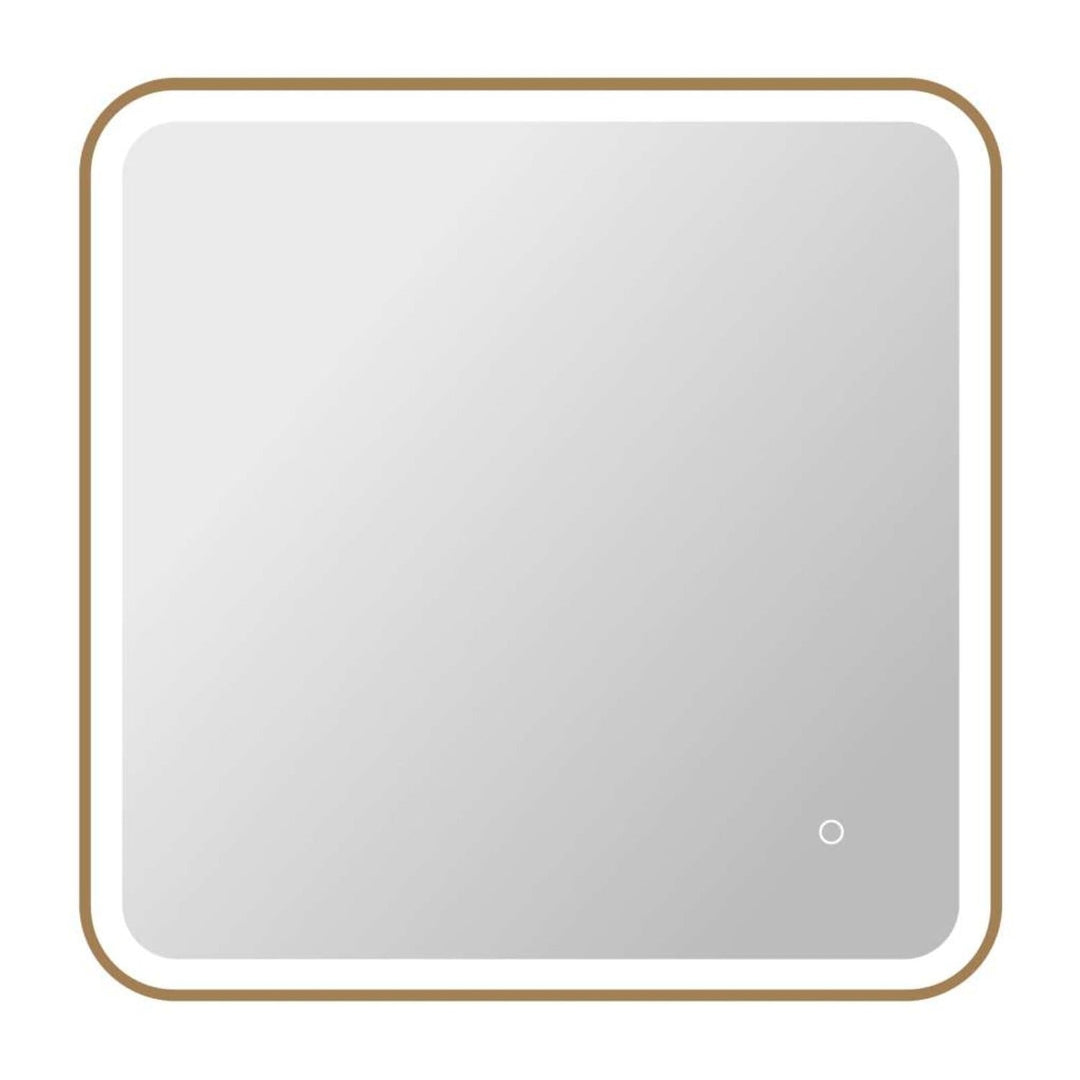 Framed LED Round Mirror II in Satin Gold by Elegant
