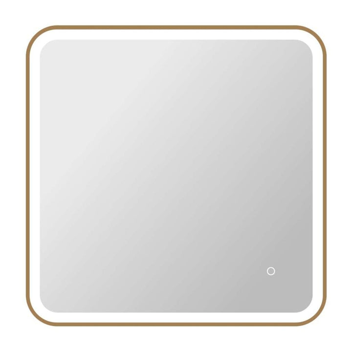 Framed LED Round Mirror II in Satin Gold by Elegant