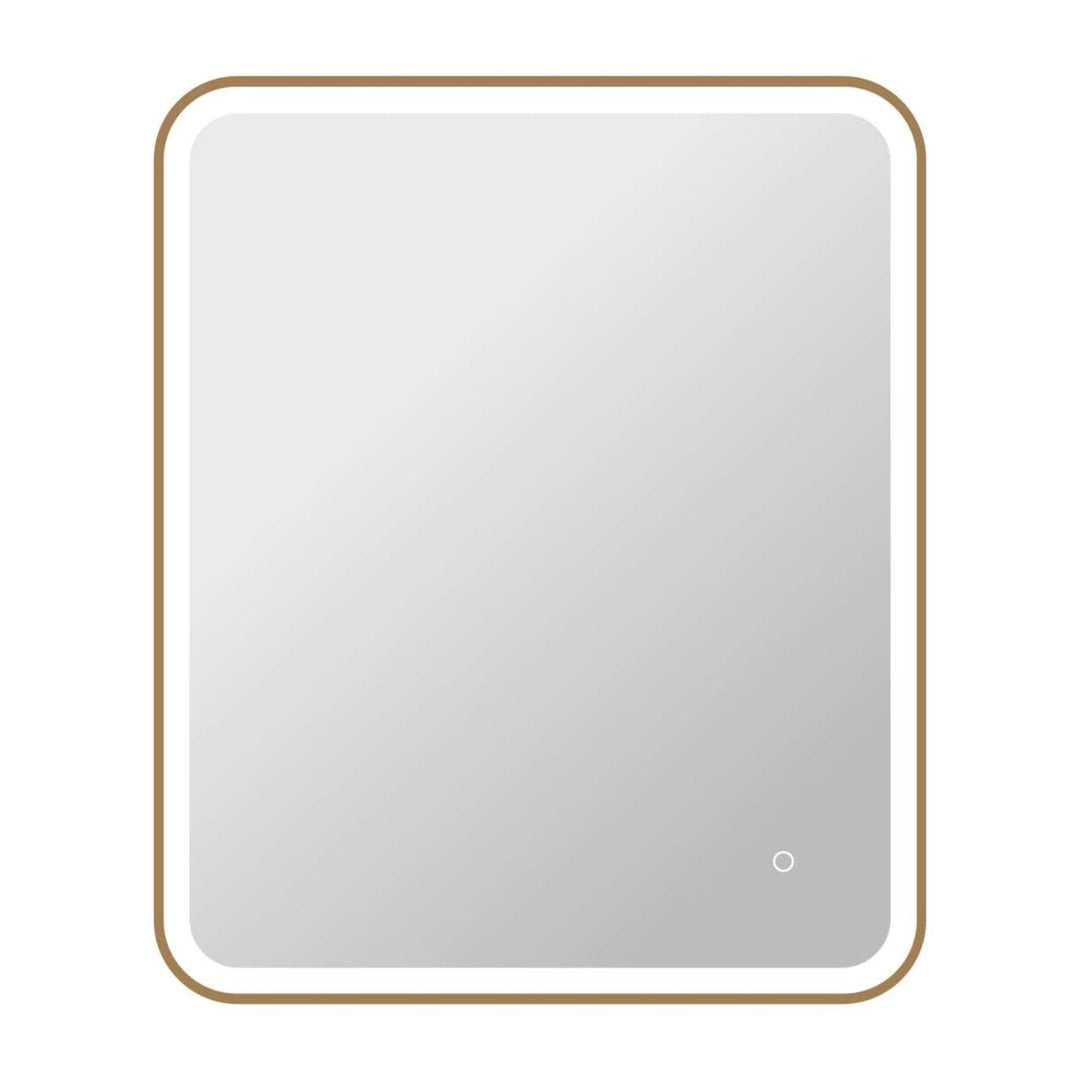 Framed LED Round Mirror II in Satin Gold by Elegant