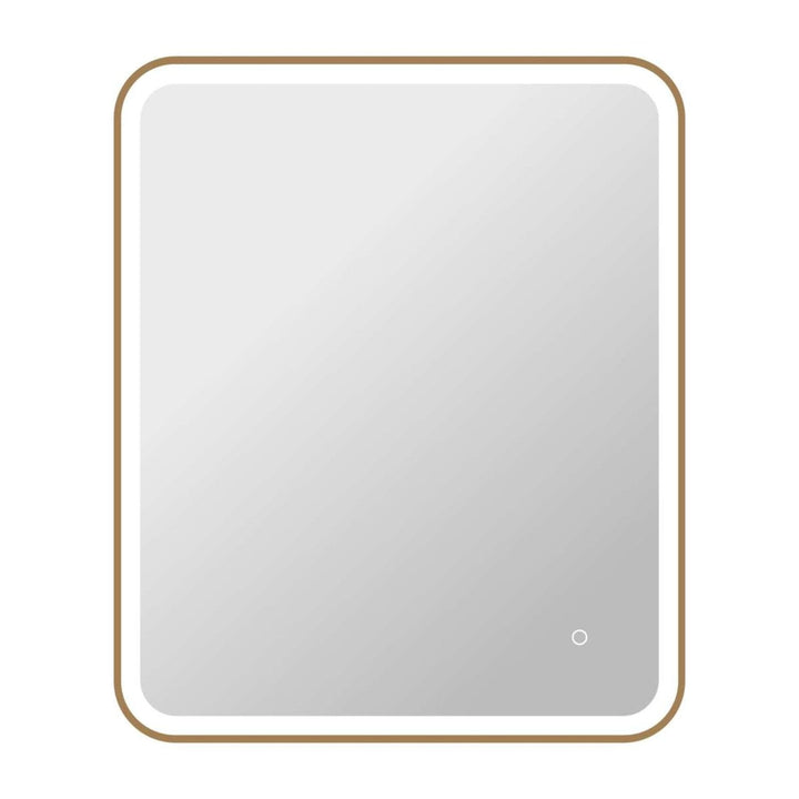Framed LED Round Mirror II in Satin Gold by Elegant