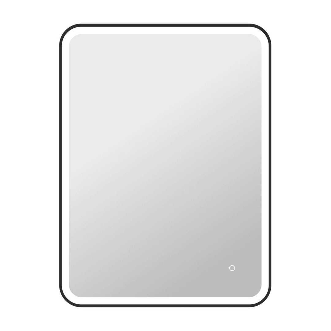 Framed LED Round Mirror II in Black by Elegant