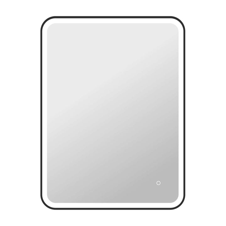 Framed LED Round Mirror II in Black by Elegant