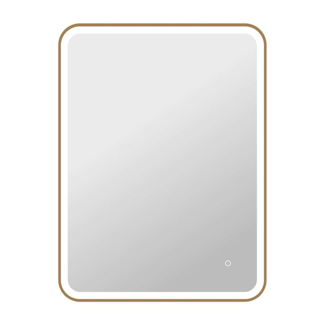Framed LED Round Mirror II in Satin Gold by Elegant