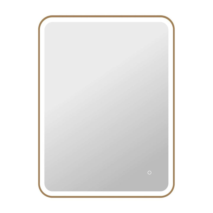 Framed LED Round Mirror II in Satin Gold by Elegant