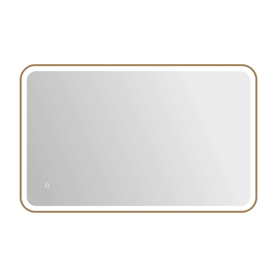 Framed LED Round Mirror II in Satin Gold by Elegant