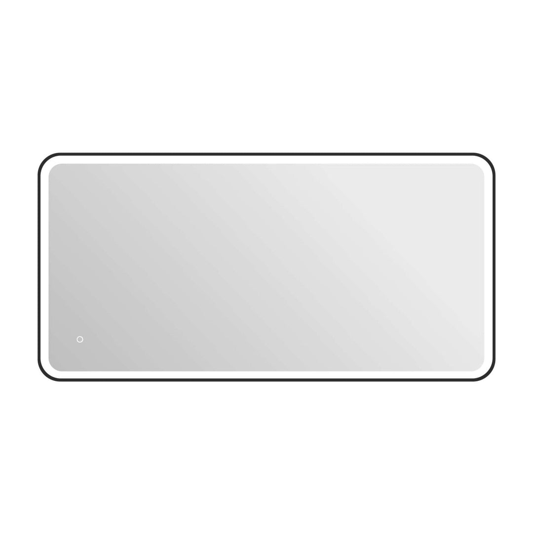 Framed LED Round Mirror II in Black by Elegant