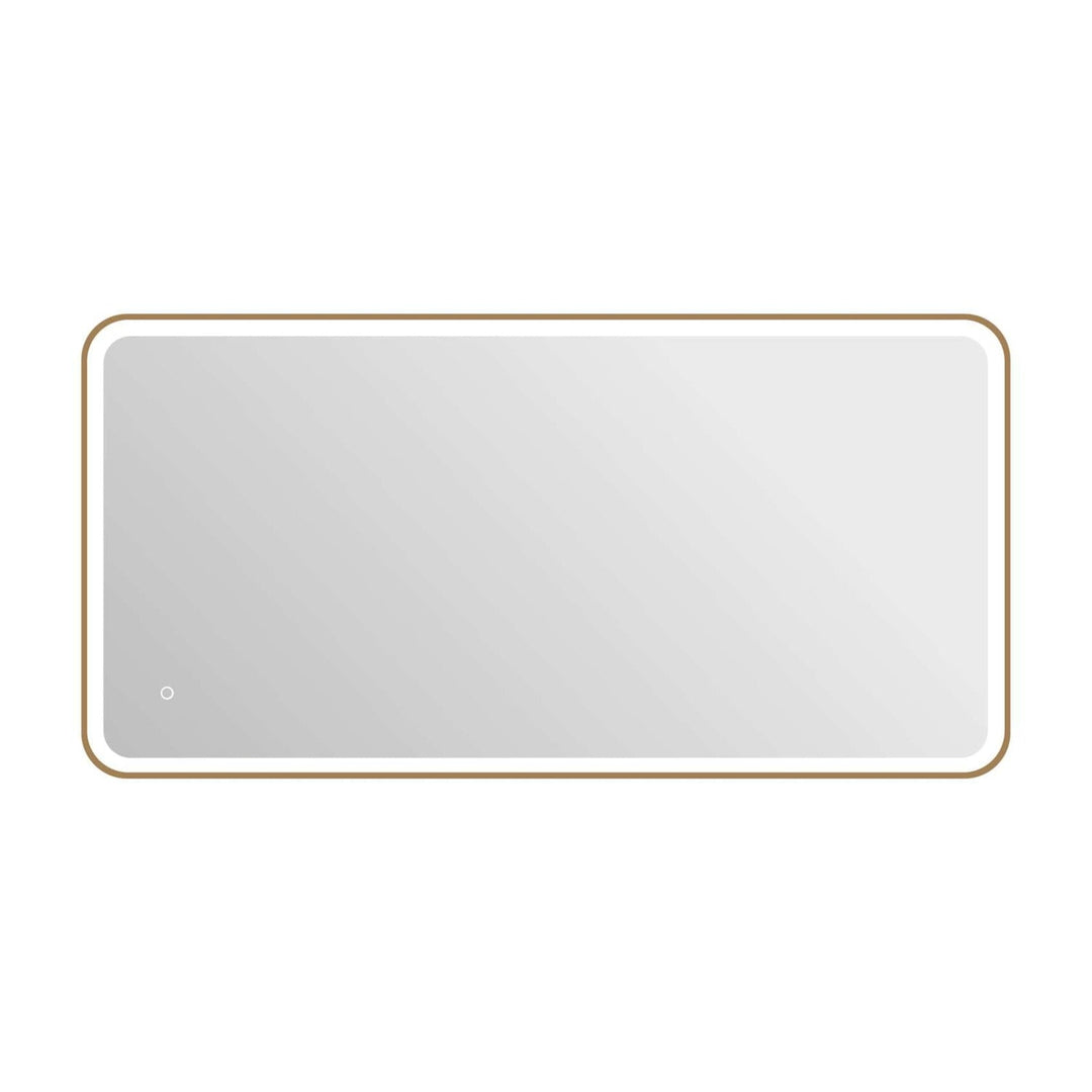 Framed LED Round Mirror II in Satin Gold by Elegant