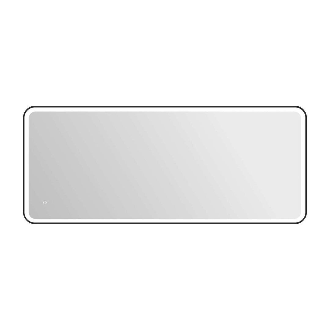 Framed LED Round Mirror II in Black by Elegant