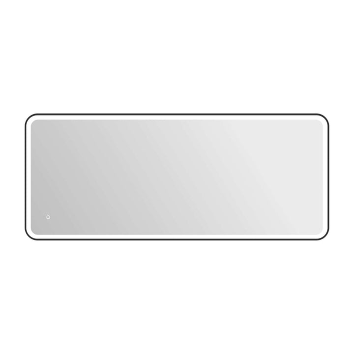 Framed LED Round Mirror II in Black by Elegant