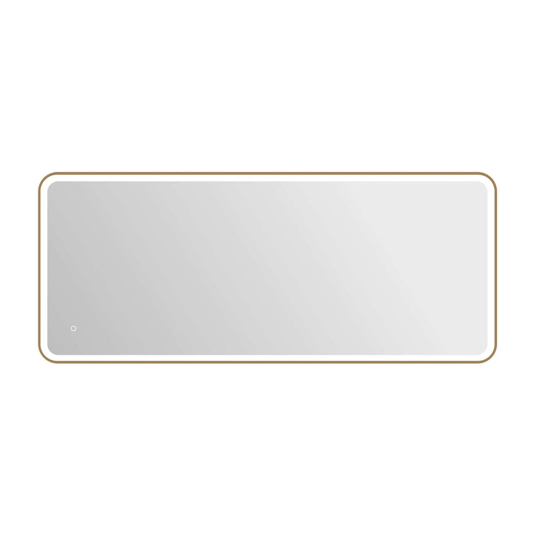 Framed LED Round Mirror II in Satin Gold by Elegant