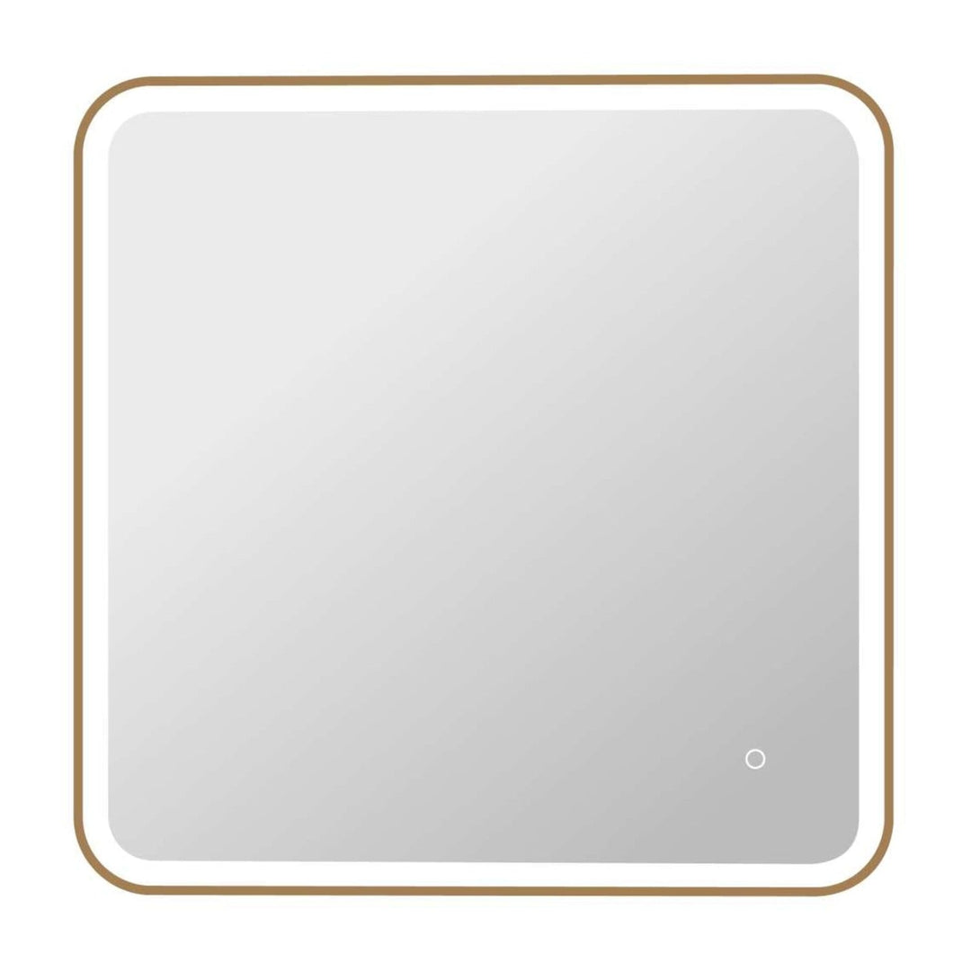Framed LED Round Mirror II in Satin Gold by Elegant