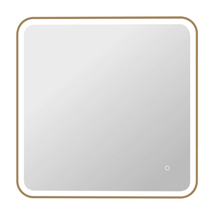 Framed LED Round Mirror II in Satin Gold by Elegant