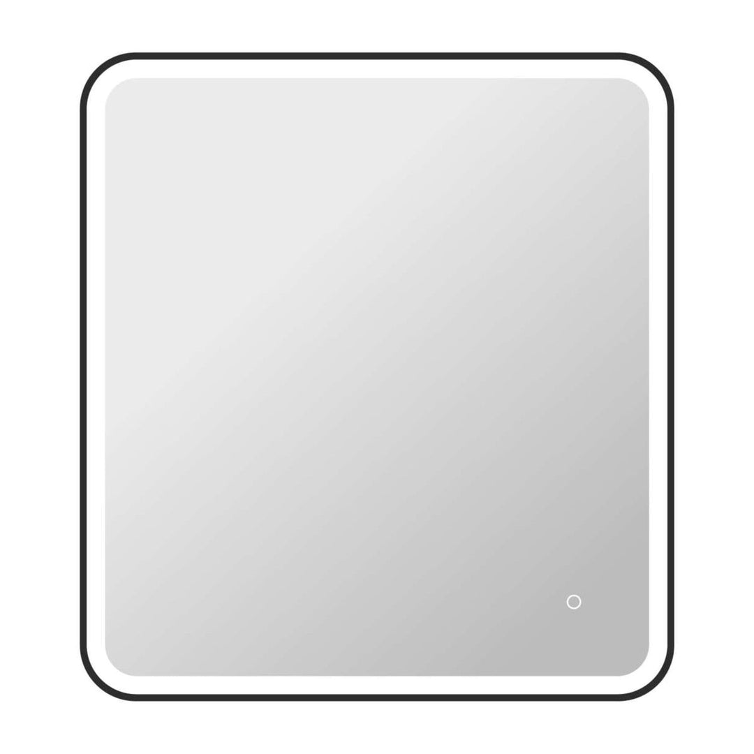 Framed LED Round Mirror II in Black by Elegant
