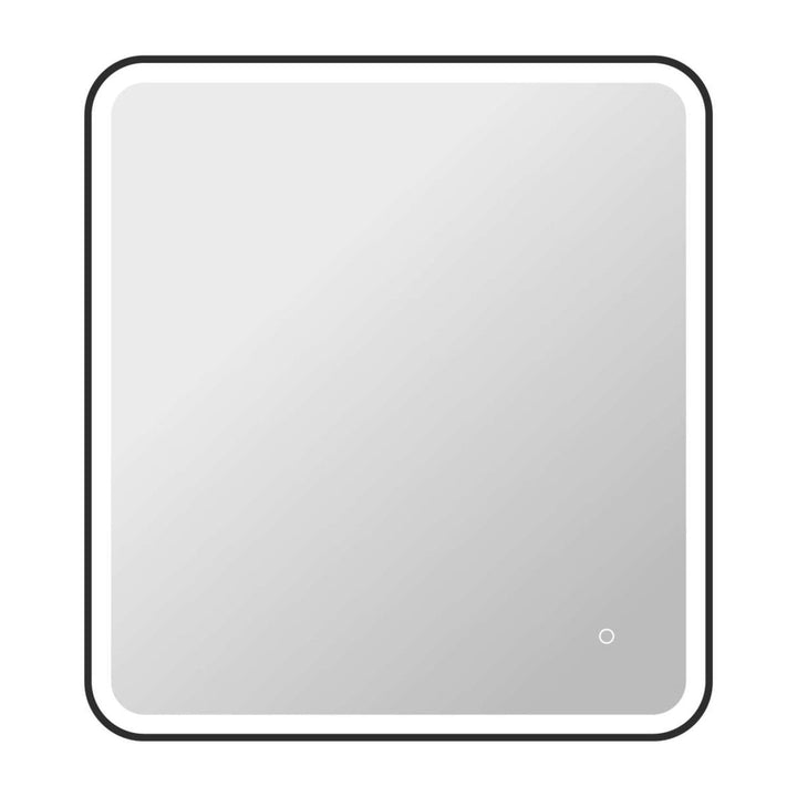 Framed LED Round Mirror II in Black by Elegant