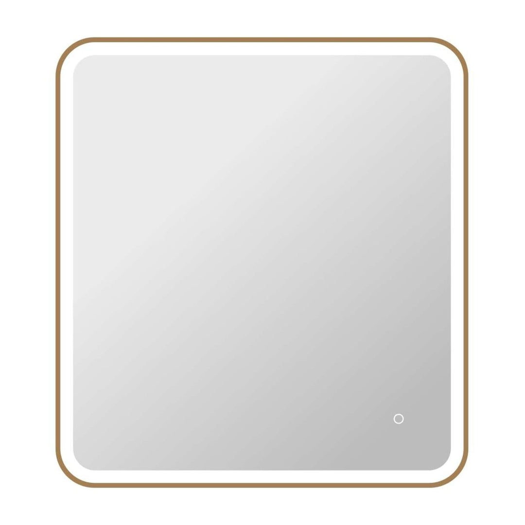 Framed LED Round Mirror II in Satin Gold by Elegant