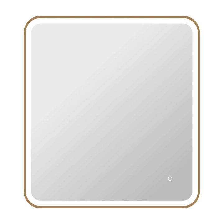 Framed LED Round Mirror II in Satin Gold by Elegant
