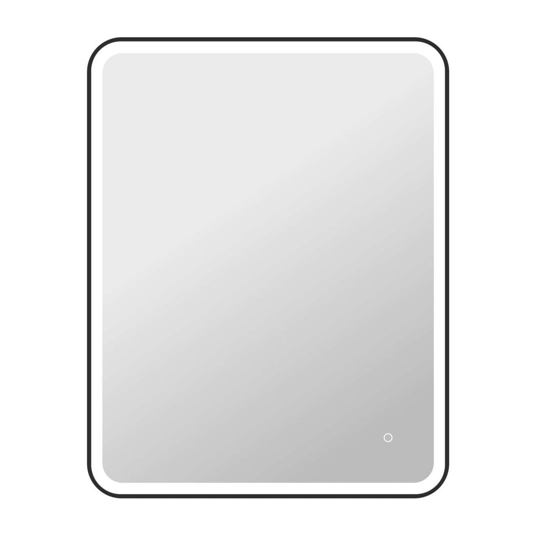 Framed LED Round Mirror II in Black by Elegant