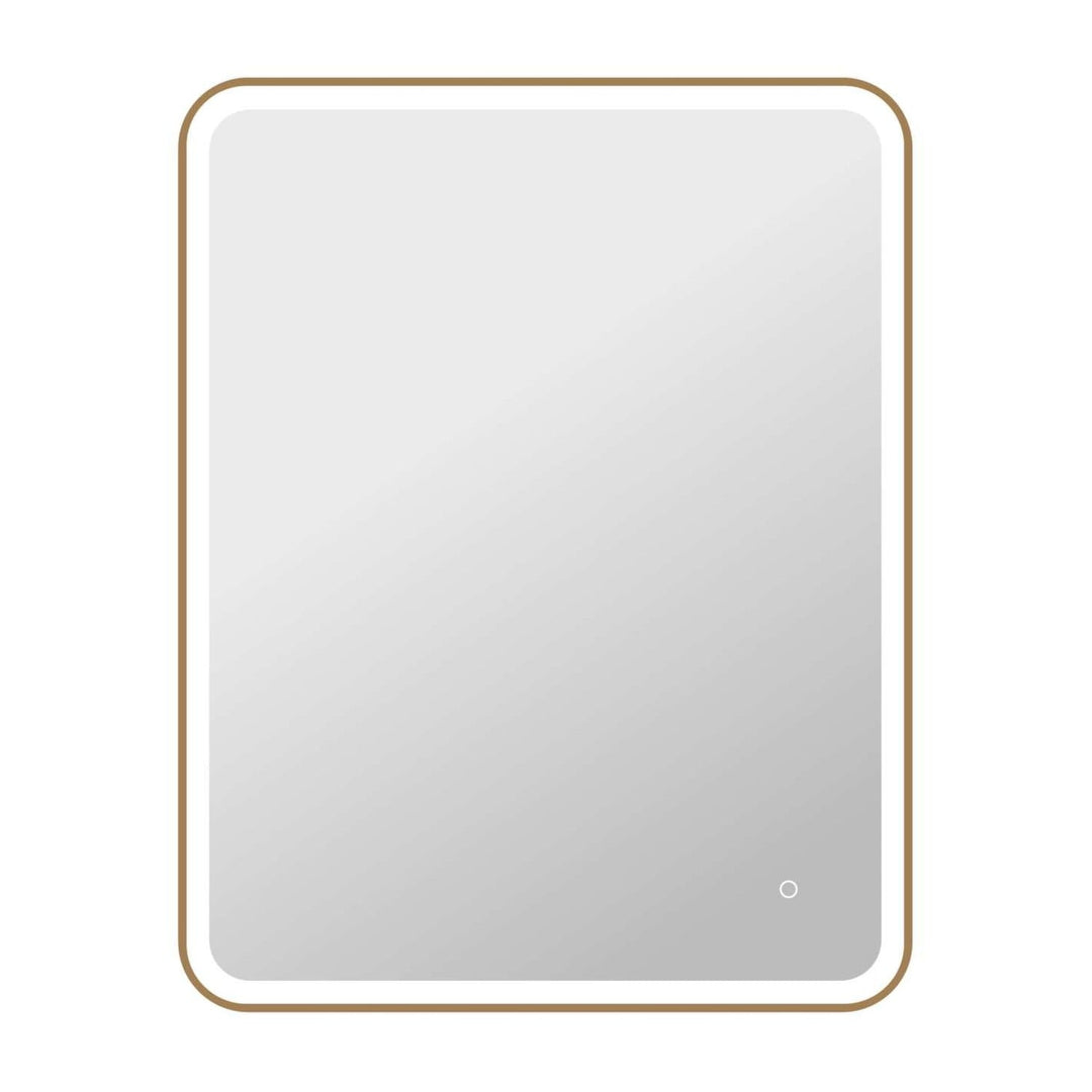 Framed LED Round Mirror II in Satin Gold by Elegant