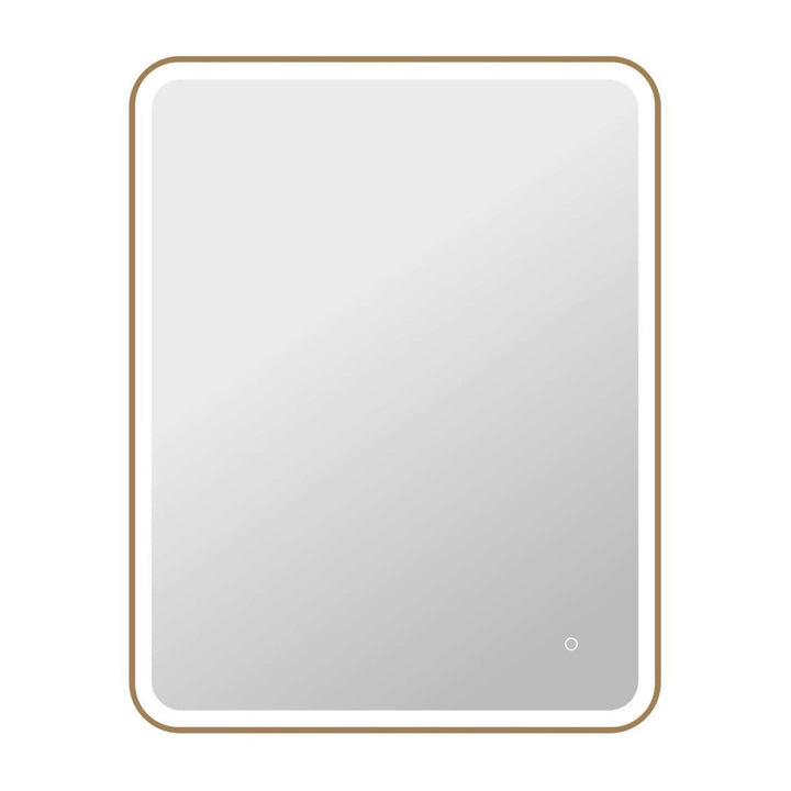 Framed LED Round Mirror II in Satin Gold by Elegant
