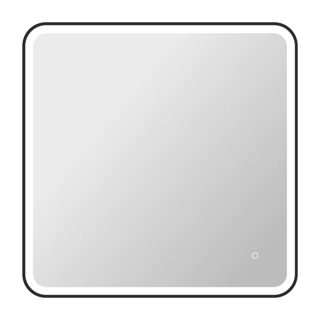 Framed LED Round Mirror II in Black by Elegant