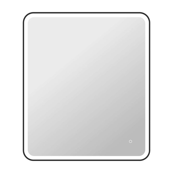 Framed LED Round Mirror II in Black by Elegant