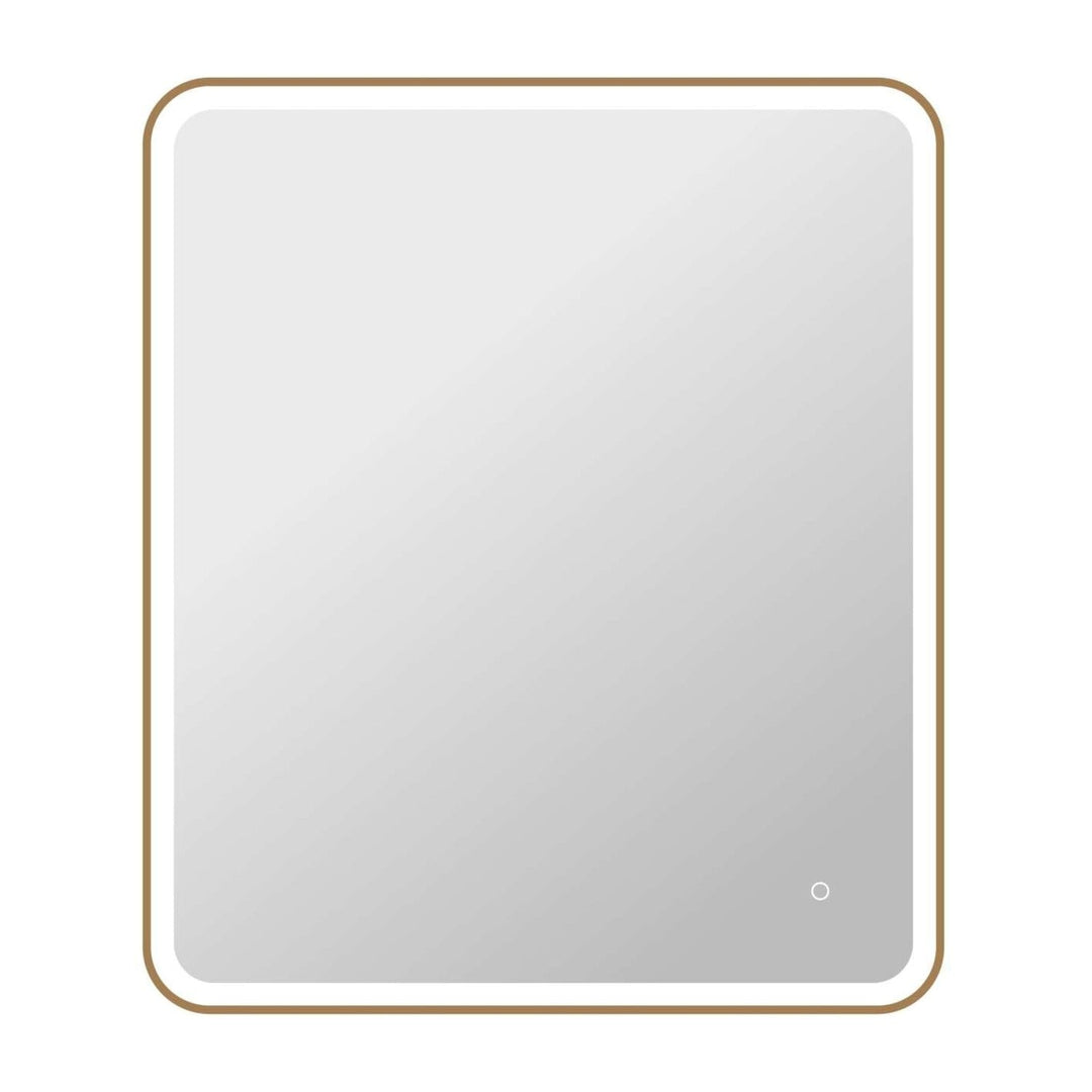 Framed LED Round Mirror II in Satin Gold by Elegant
