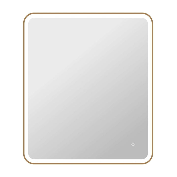 Framed LED Round Mirror II in Satin Gold by Elegant