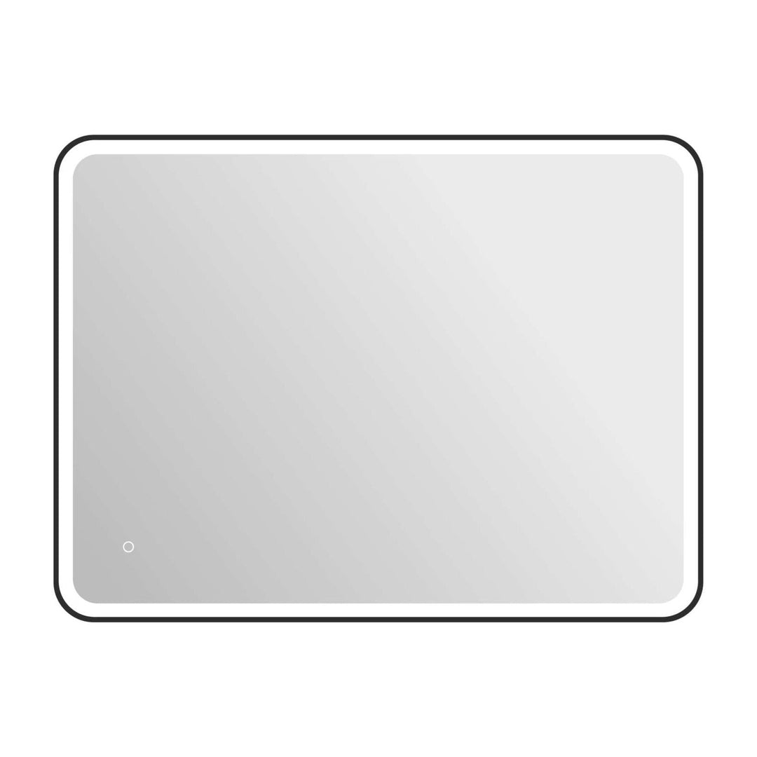 Framed LED Round Mirror II in Black by Elegant