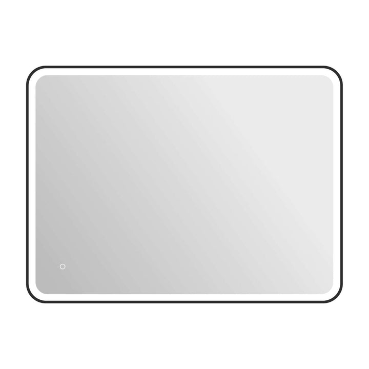 Framed LED Round Mirror II in Black by Elegant