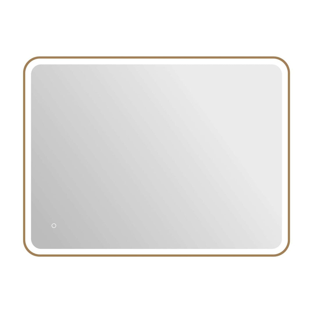 Framed LED Round Mirror II in Satin Gold by Elegant