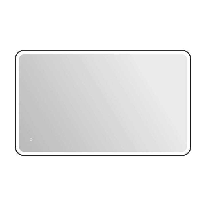 Framed LED Round Mirror II in Black by Elegant