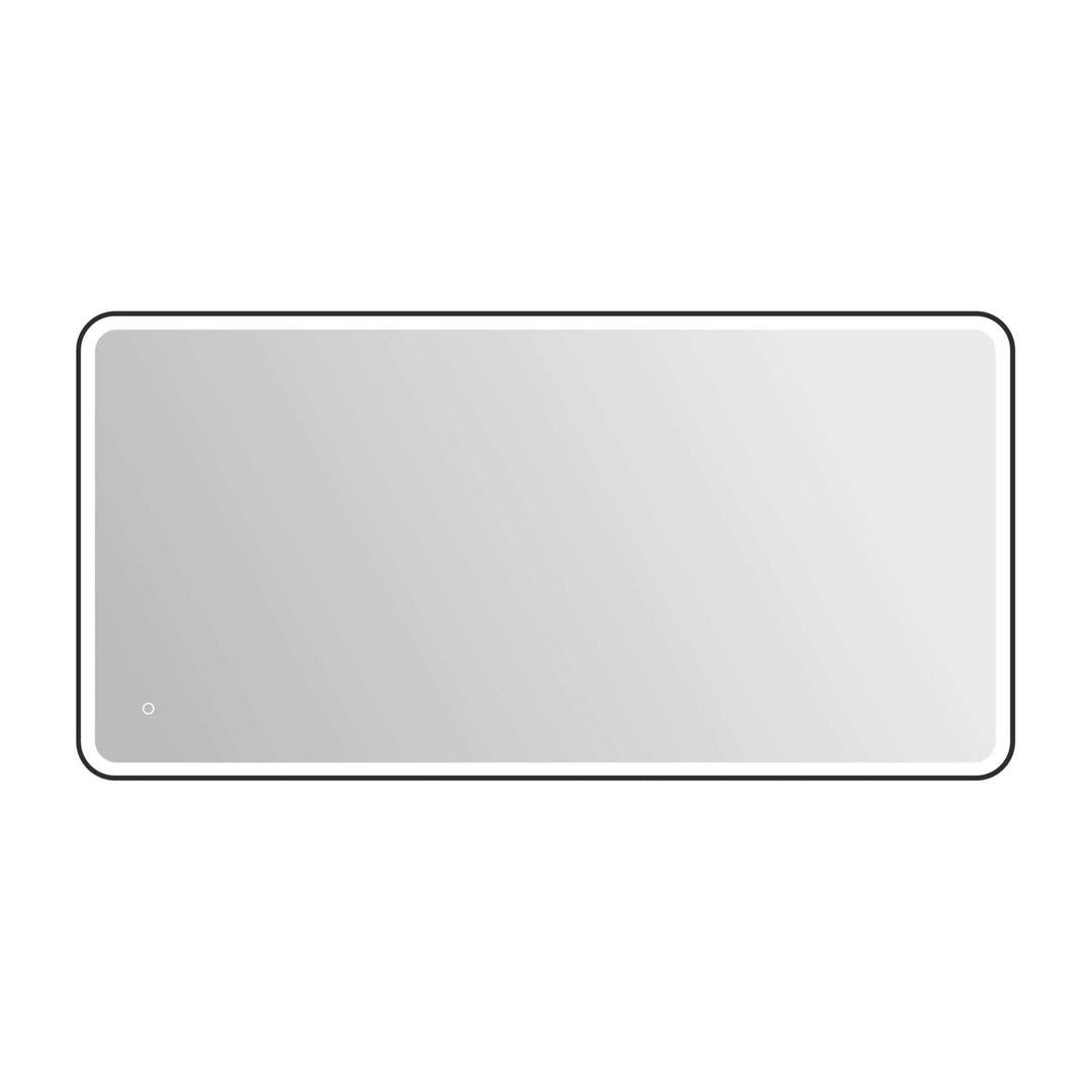 Framed LED Round Mirror II in Black by Elegant