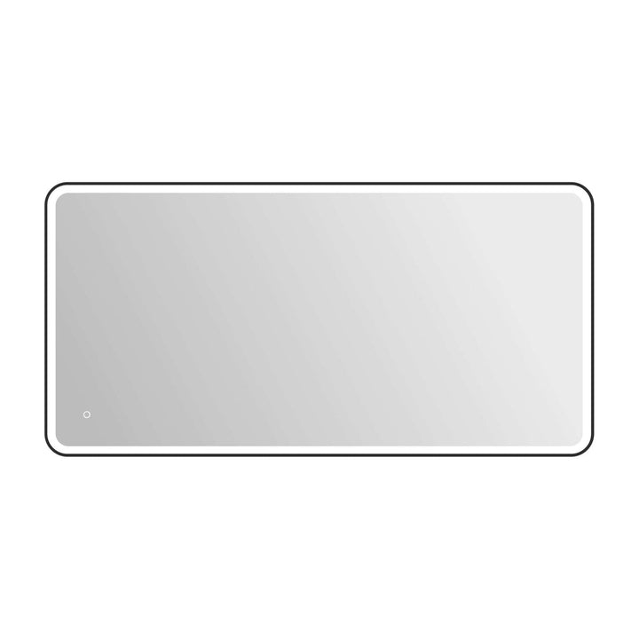 Framed LED Round Mirror II in Black by Elegant