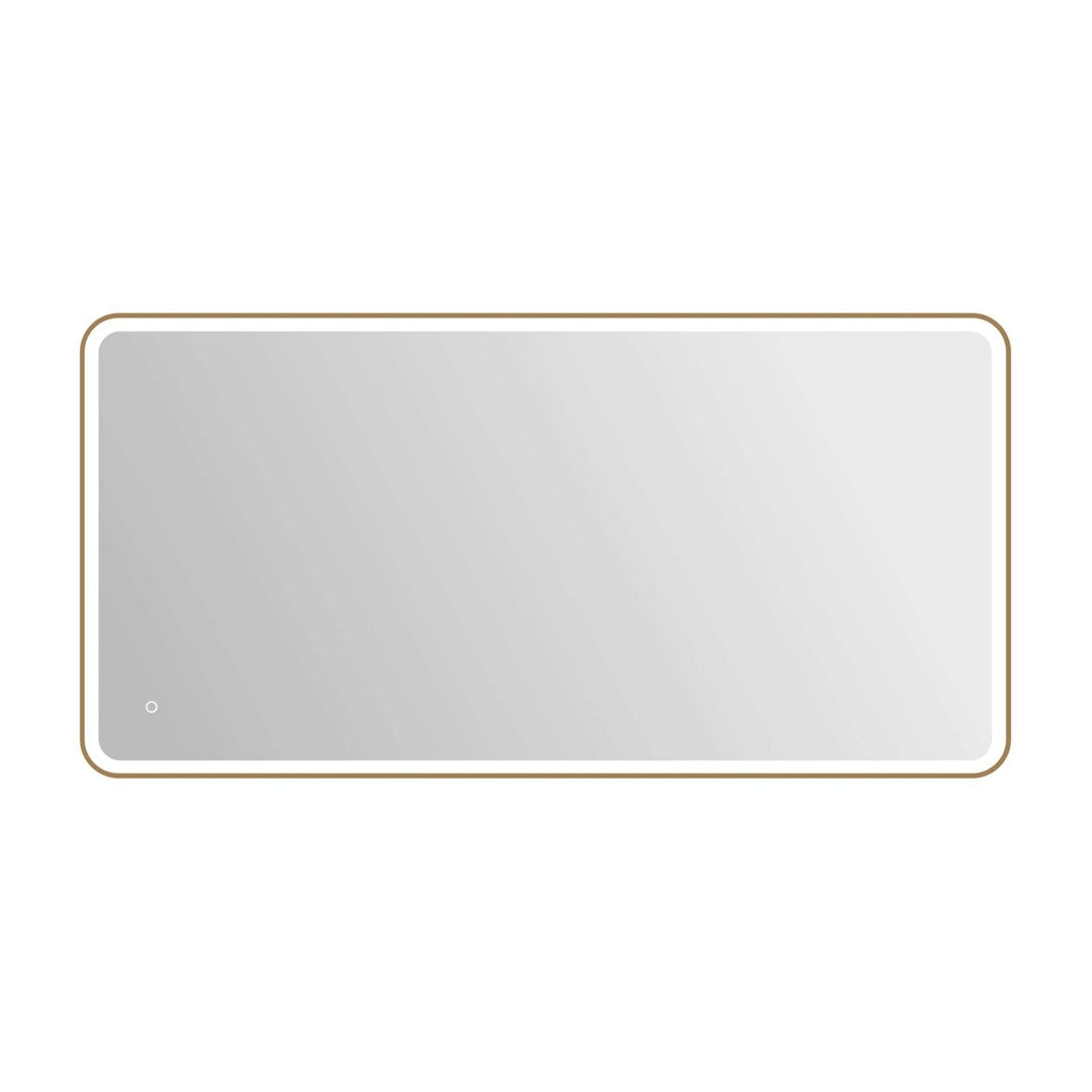 Framed LED Round Mirror II in Satin Gold by Elegant