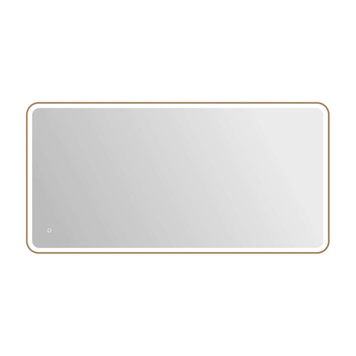 Framed LED Round Mirror II in Satin Gold by Elegant