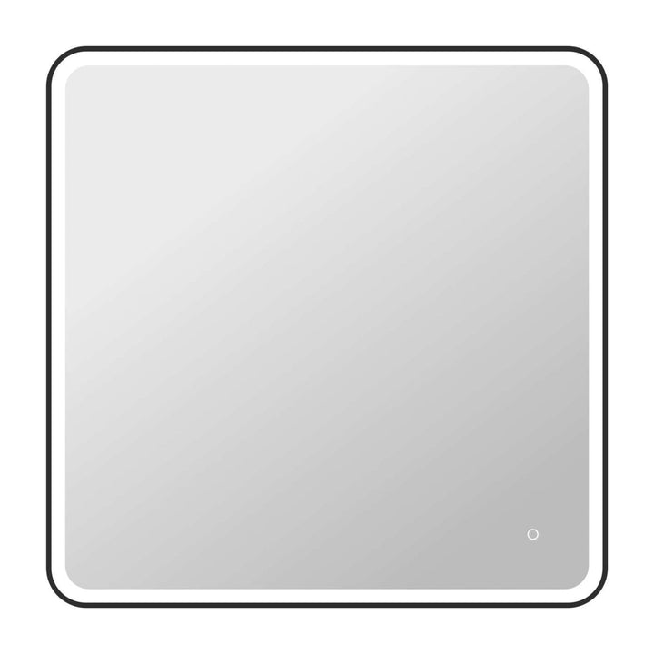 Framed LED Round Mirror II in Black by Elegant