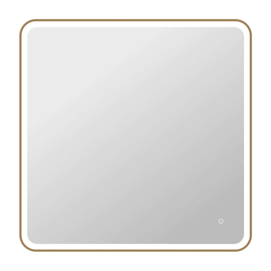 Framed LED Round Mirror II in Satin Gold by Elegant