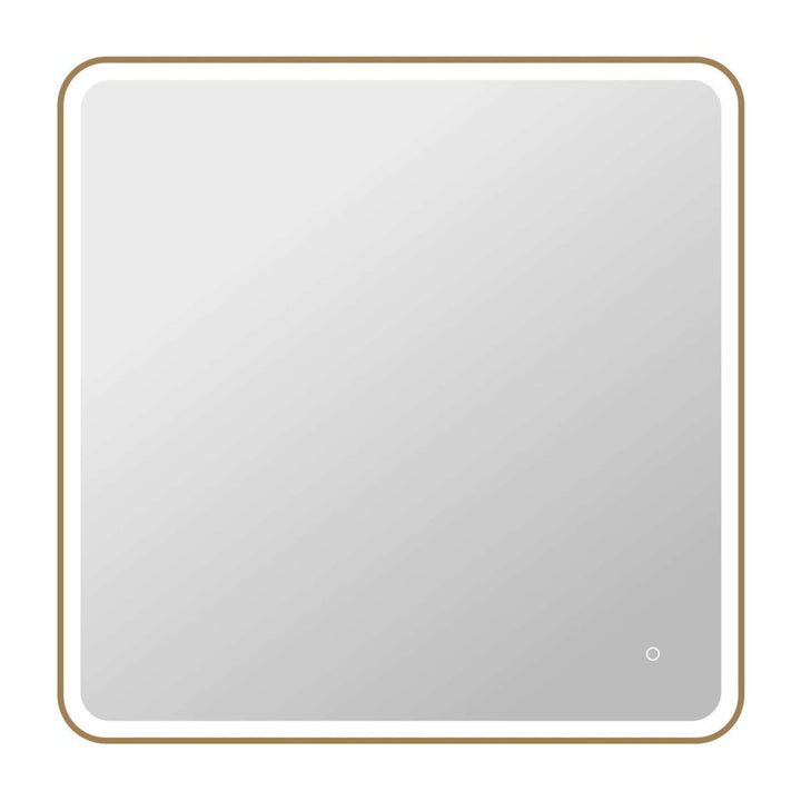Framed LED Round Mirror II in Satin Gold by Elegant
