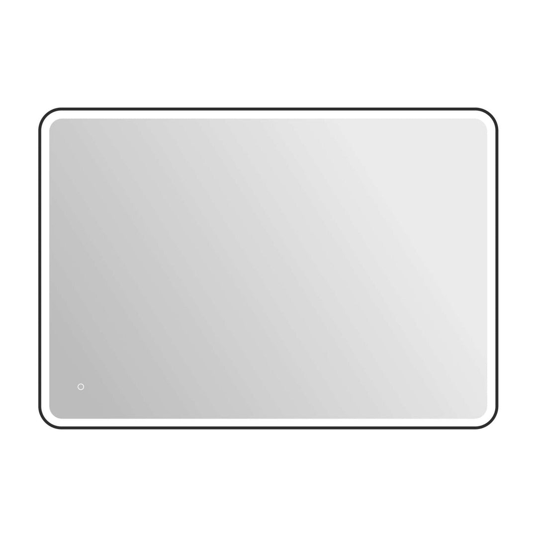 Framed LED Round Mirror II in Black by Elegant