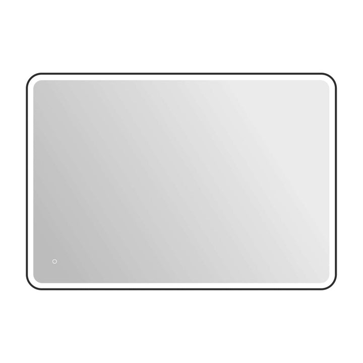 Framed LED Round Mirror II in Black by Elegant