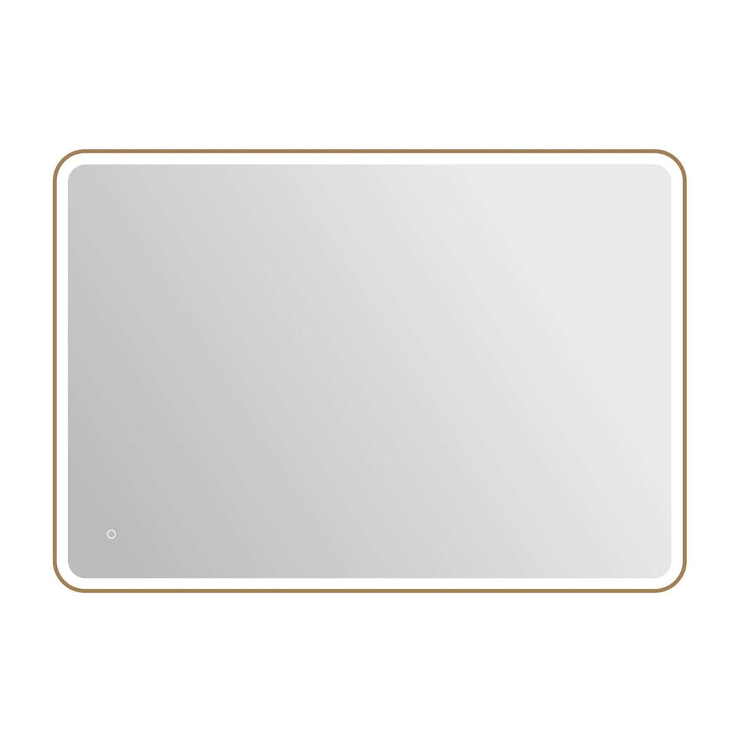 Framed LED Round Mirror II in Satin Gold by Elegant