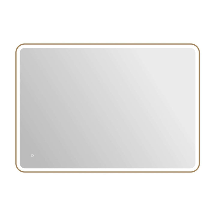 Framed LED Round Mirror II in Satin Gold by Elegant