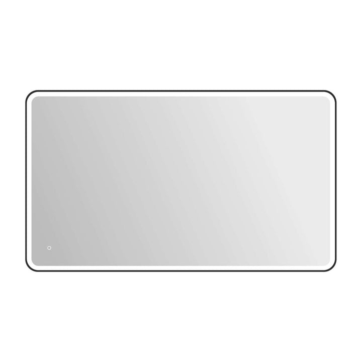 Framed LED Round Mirror II in Black by Elegant