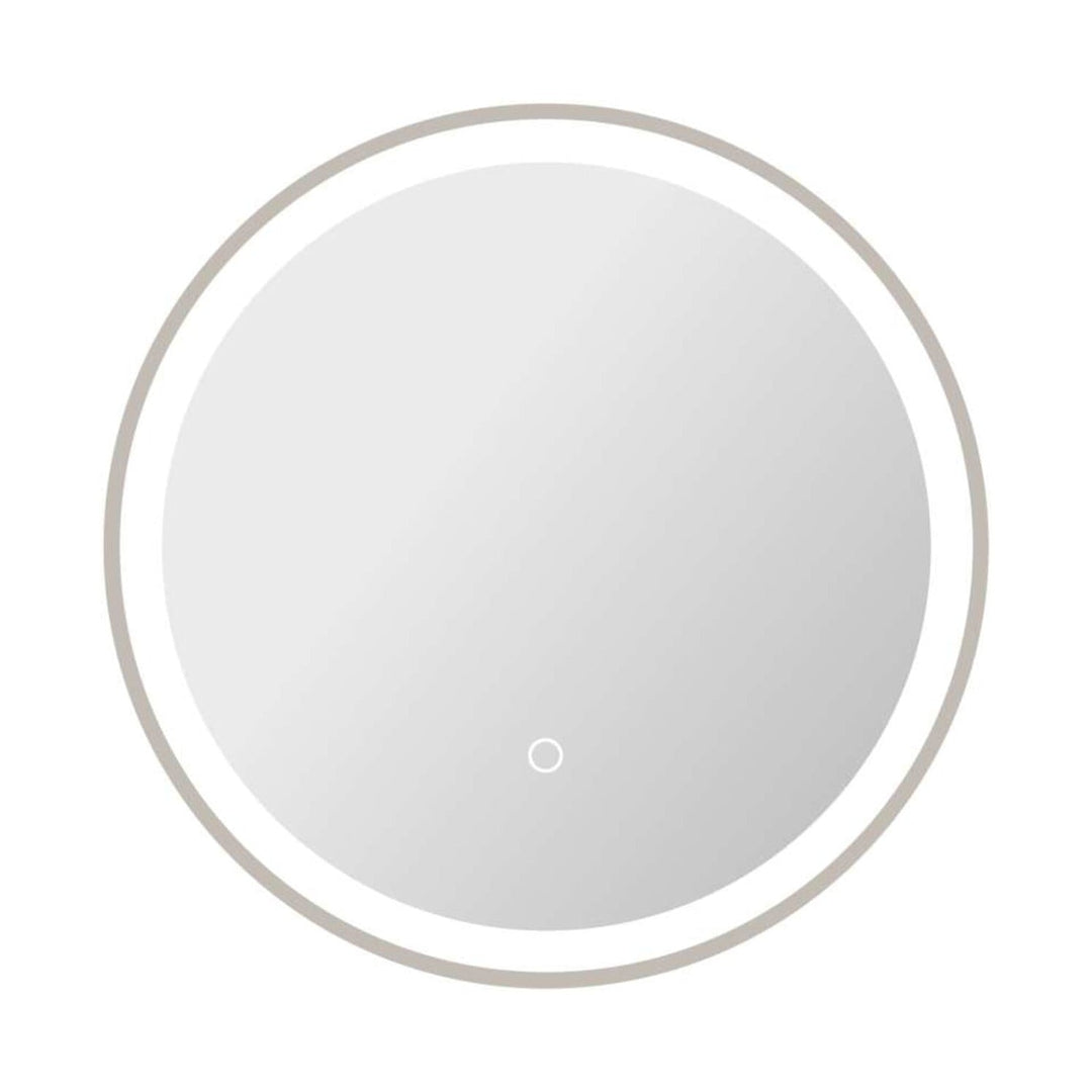 Framed LED Round Mirror in Silver by Elegant