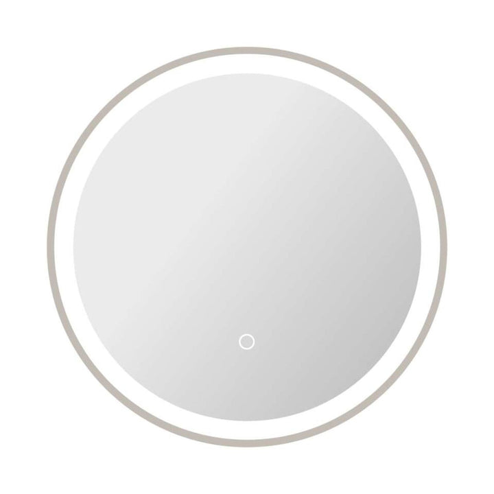 Framed LED Round Mirror in Silver by Elegant