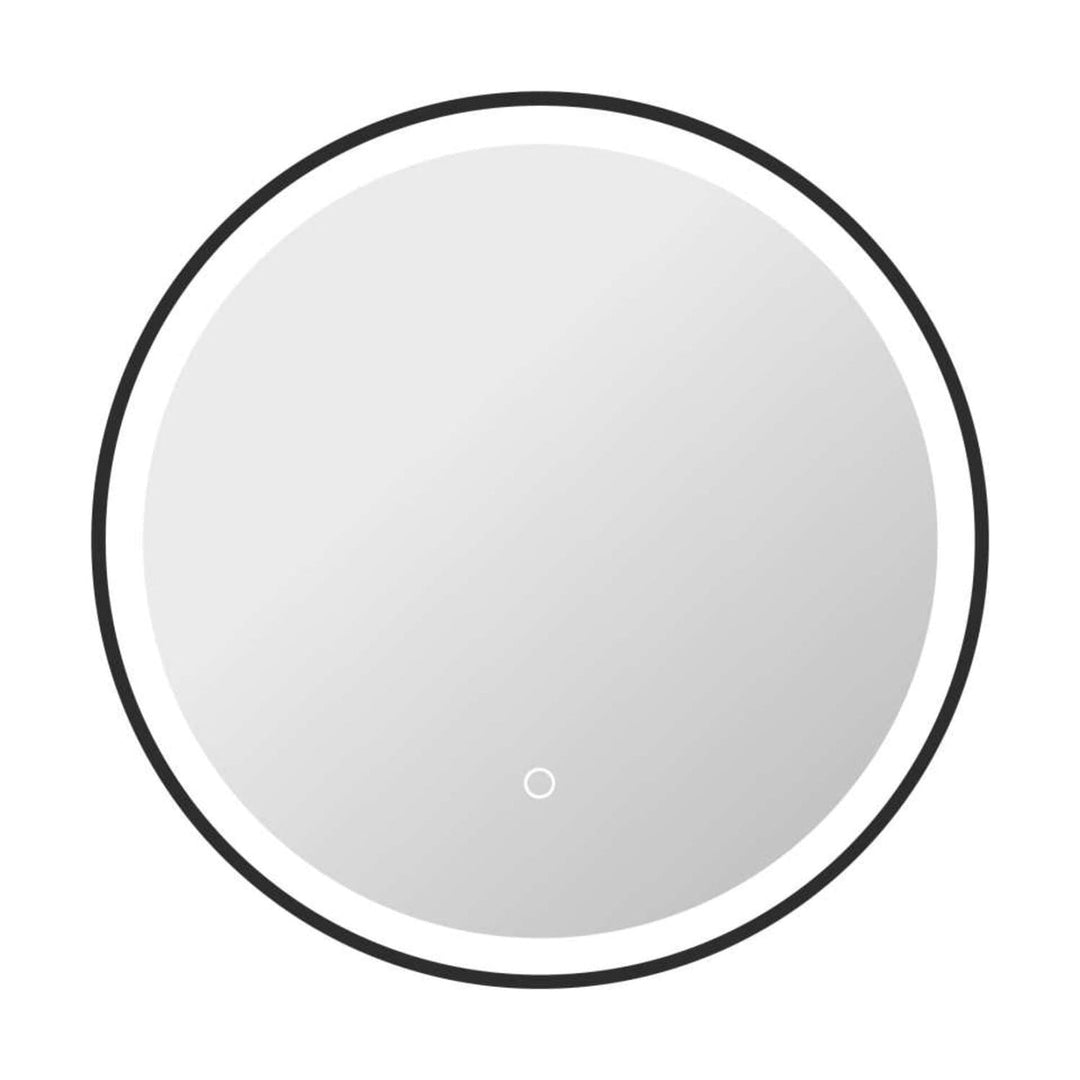 Framed LED Round Mirror in Black by Elegant