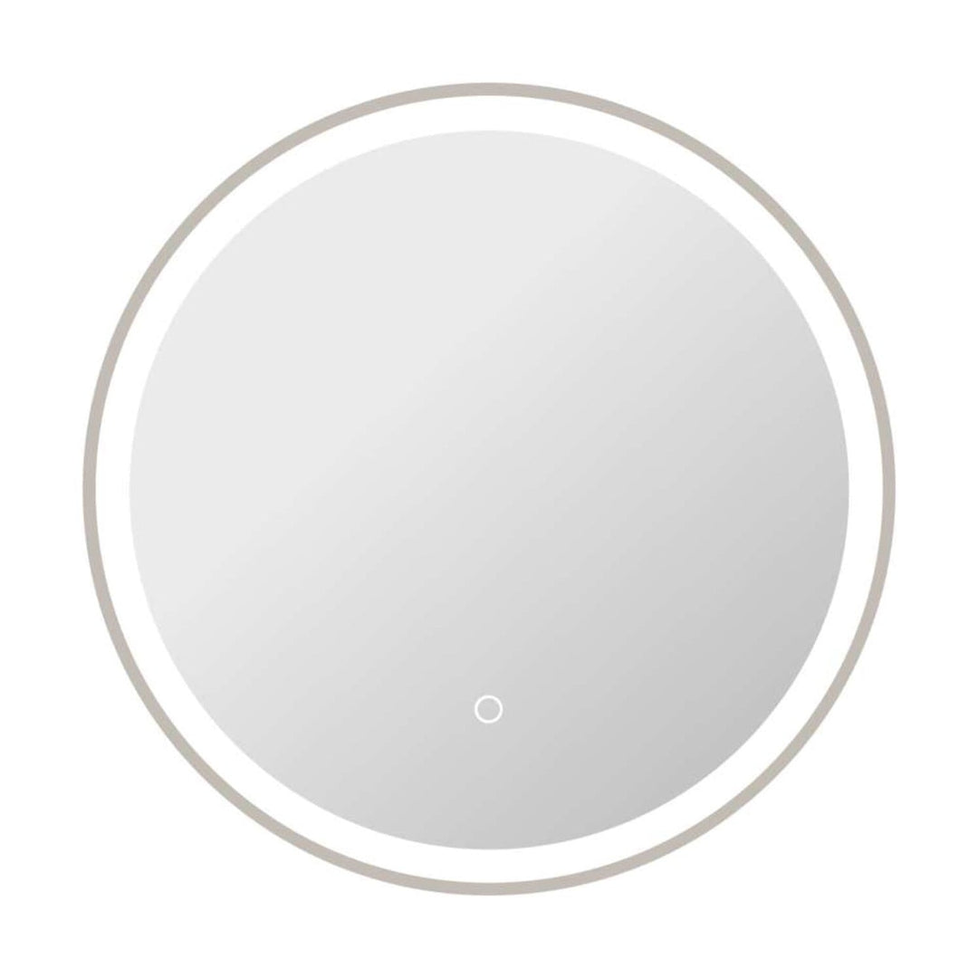 Framed LED Round Mirror in Silver by Elegant