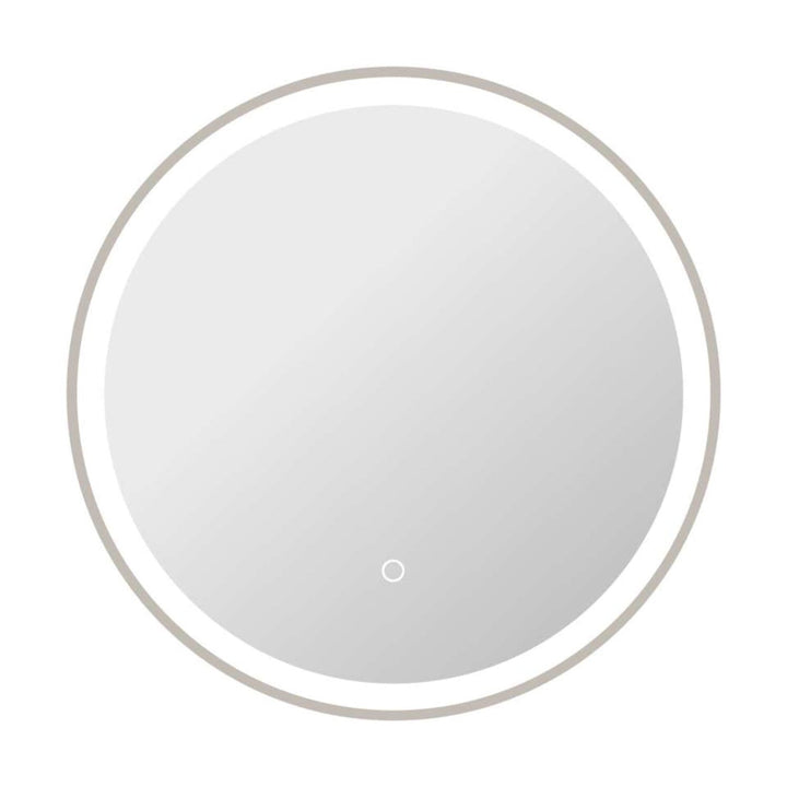 Framed LED Round Mirror in Silver by Elegant
