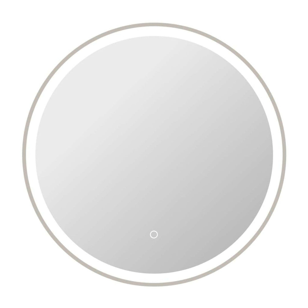 Framed LED Round Mirror in Silver by Elegant